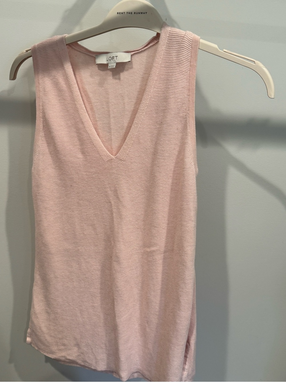 LOFT Light Pink Ribbed V-Neck Sleeveless Top